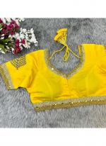 Pure Silk Yellow Party Wear Hand Work Readymade Blouse